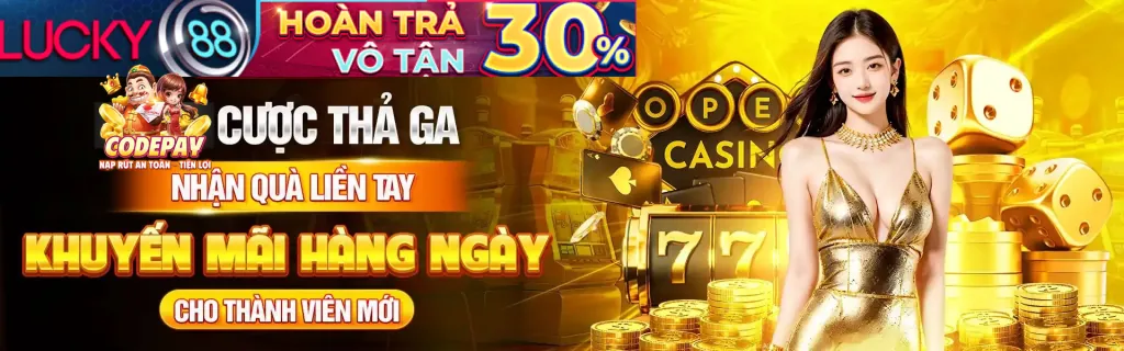 Giao diện chơi game slot với nút quay, tùy chọn đặt cược và các biểu tượng chiến thắng